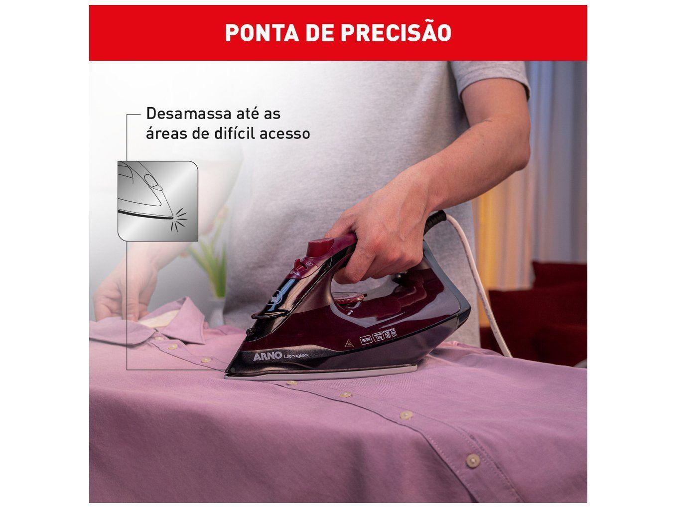 Ferro de Passar Roupa a Vapor Arno Ultragliss FMV Vinho e Preto