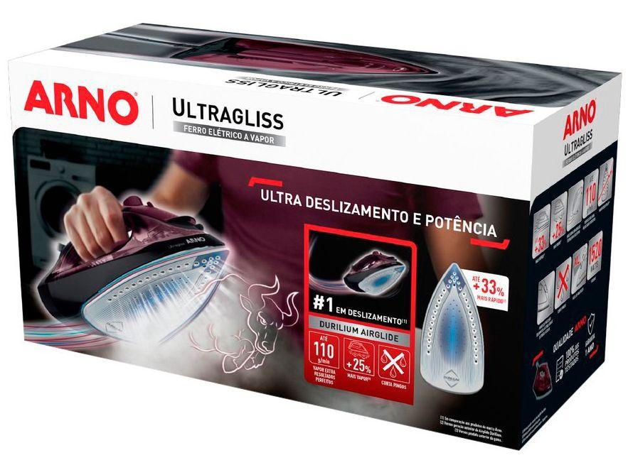 Ferro de Passar Roupa a Vapor Arno Ultragliss FMV Vinho e Preto