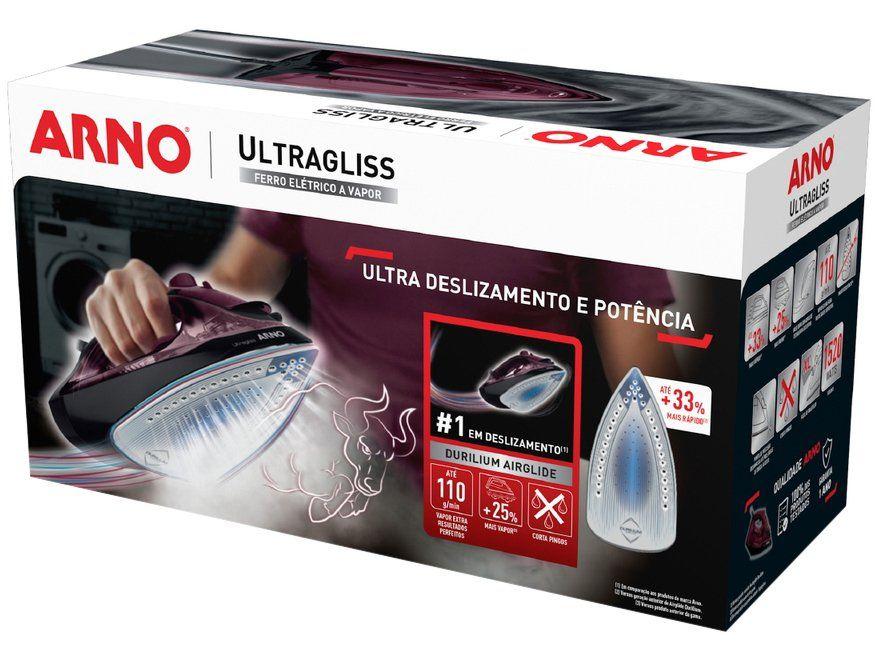 Ferro de Passar Roupa a Vapor Arno Ultragliss FMV Vinho e Preto