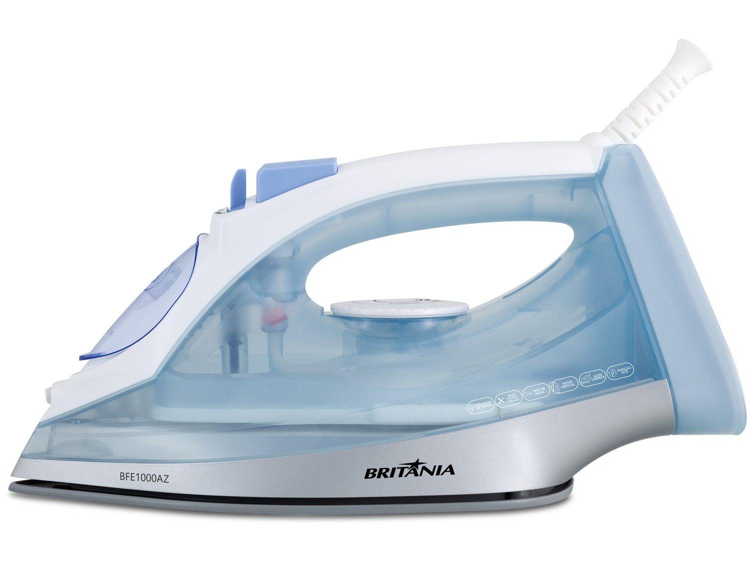 Ferro de Passar Roupa a Vapor Britânia Nano Ceramic Eco BFE1000AZ Azul