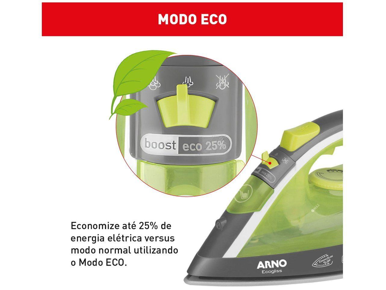 Ferro de Passar Roupa a Vapor e a Seco Arno Ecogliss FEC1 Verde