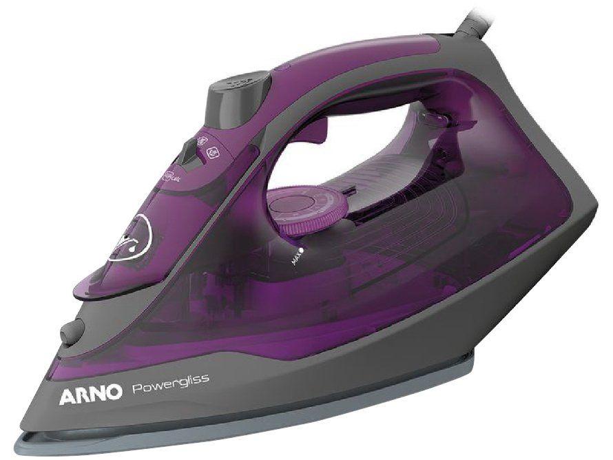 Ferro de Passar Roupa a Vapor e a Seco Arno Powergliss com Base Cerâmica XGlide FPO1 Cinza e Roxo