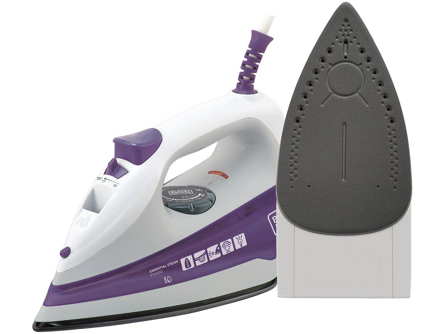 Ferro de Passar Roupa a Vapor e a Seco Black + Decker Essential Steam FX1000 Branco e Roxo