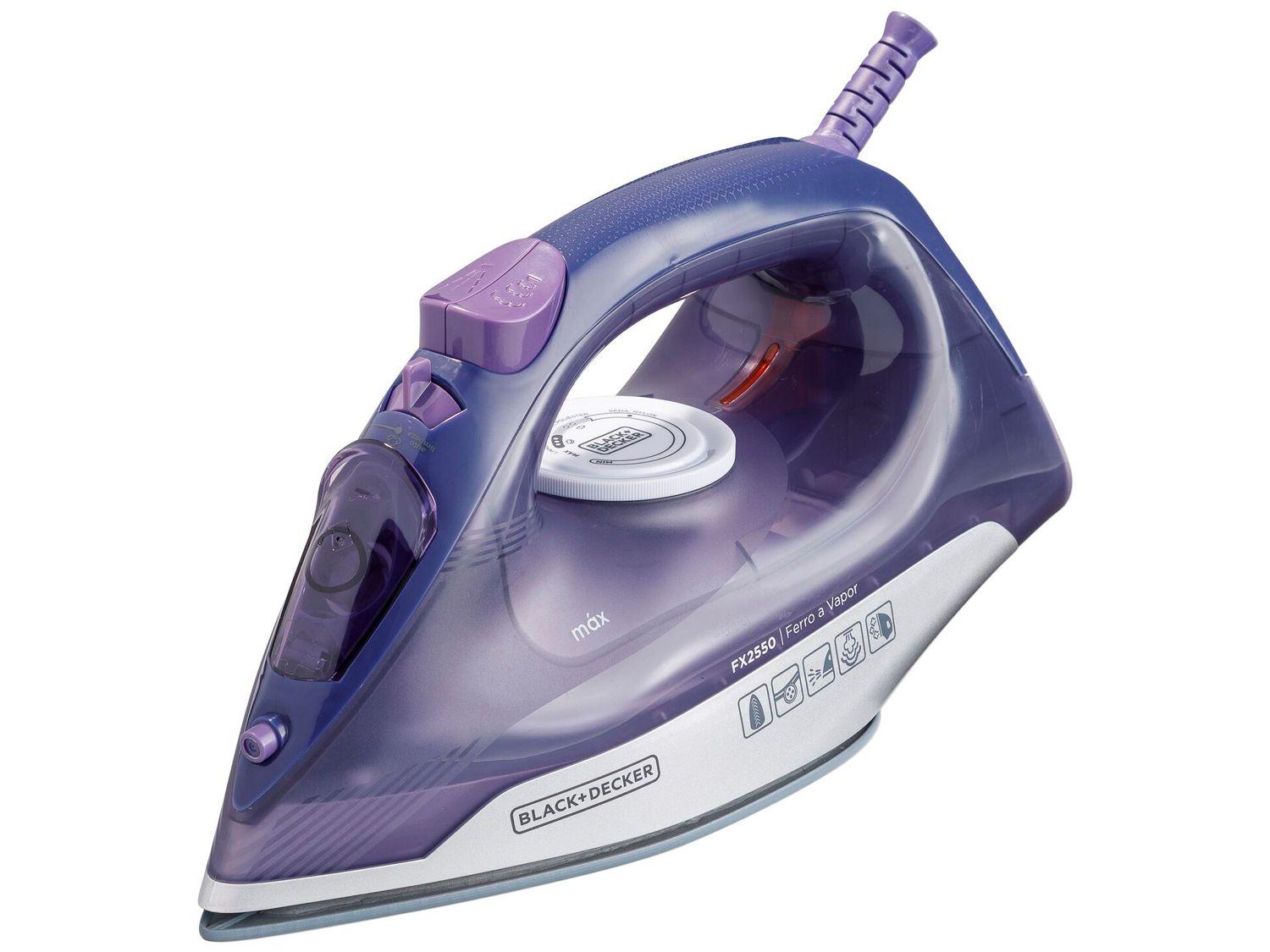 Ferro de Passar Roupa a Vapor e a Seco Black+Decker FX2550 Roxo e Branco