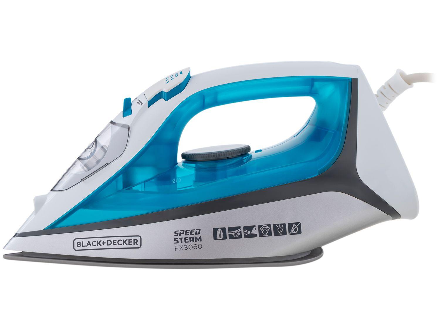 Ferro de Passar Roupa a Vapor e a Seco Black + Decker Speed Steam FX3060 Branco e Azul