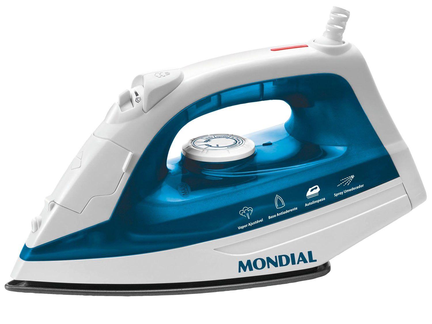 Ferro de Passar Roupa a Vapor - Mondial F-32 Branco e Azul - Ferro a ...