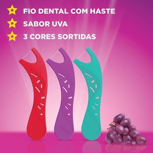 Fio Dental Infantil Gum Trolls Uva Flossers 20 Unidades Fio Dental