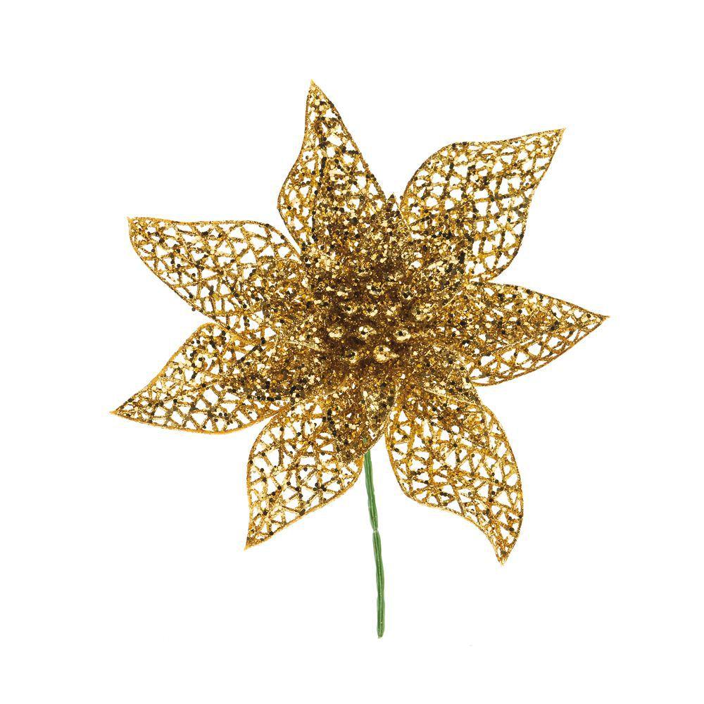 Flor Natalina Artificial Decorativa Dourada Vazada 20cm 1Pç - Cromus -  Flores Artificiais - Magazine Luiza