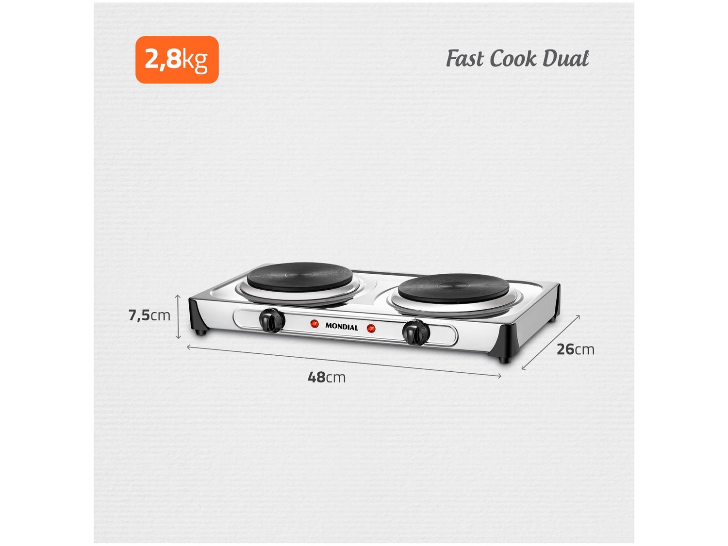 Fogão 2 Bocas Mondial Fast Cook Due