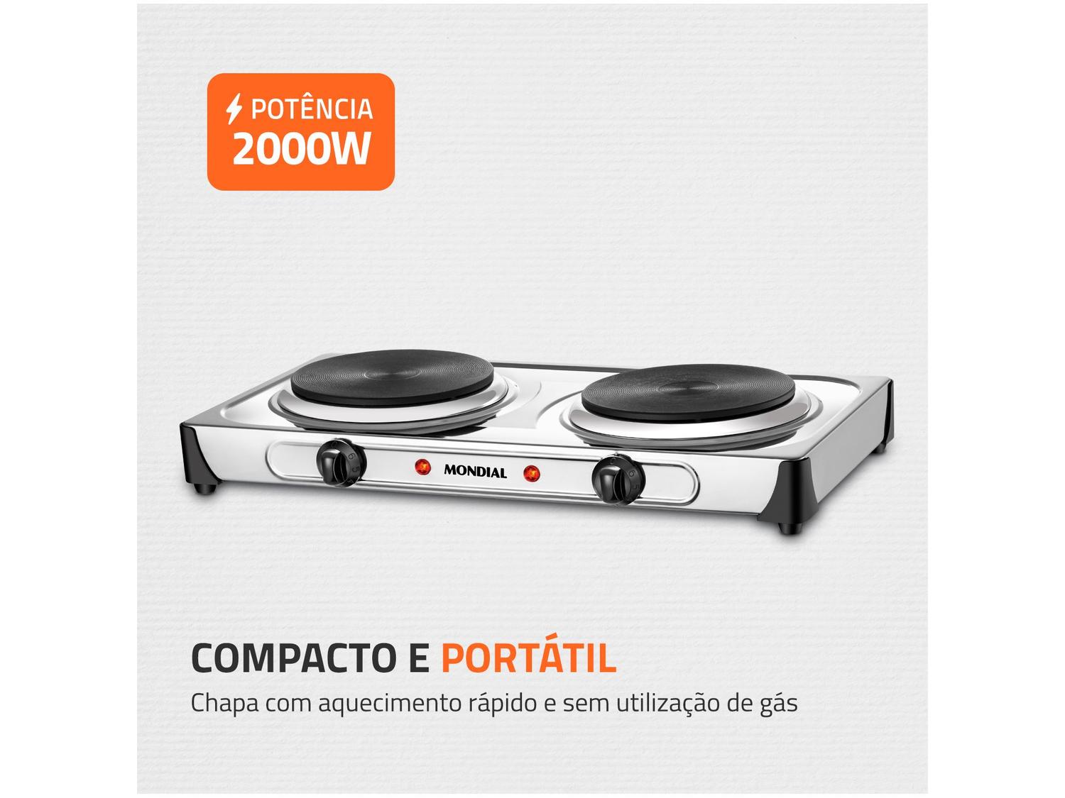 Fogão 2 Bocas Mondial Fast Cook Due