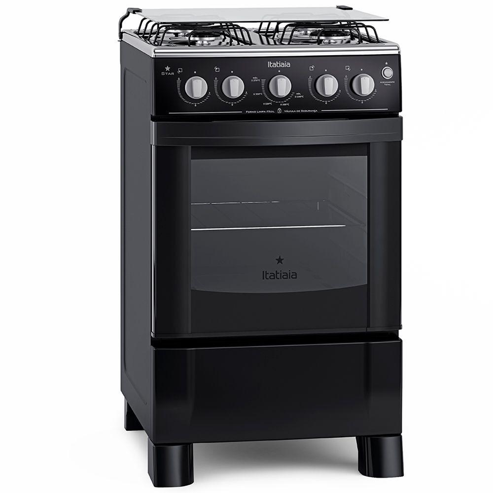 Fogão 4 Bocas a Gás Itatiaia Star Acendimento Automático Preto Bivolt