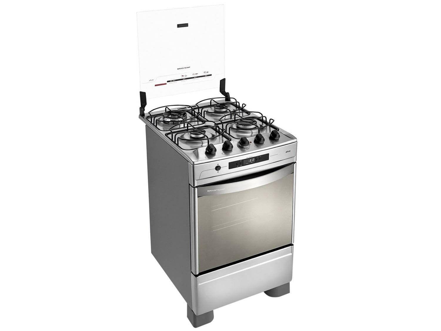 Fogão 4 Bocas Brastemp Ative! BF150 AR Inox Grill Timer Acendimento