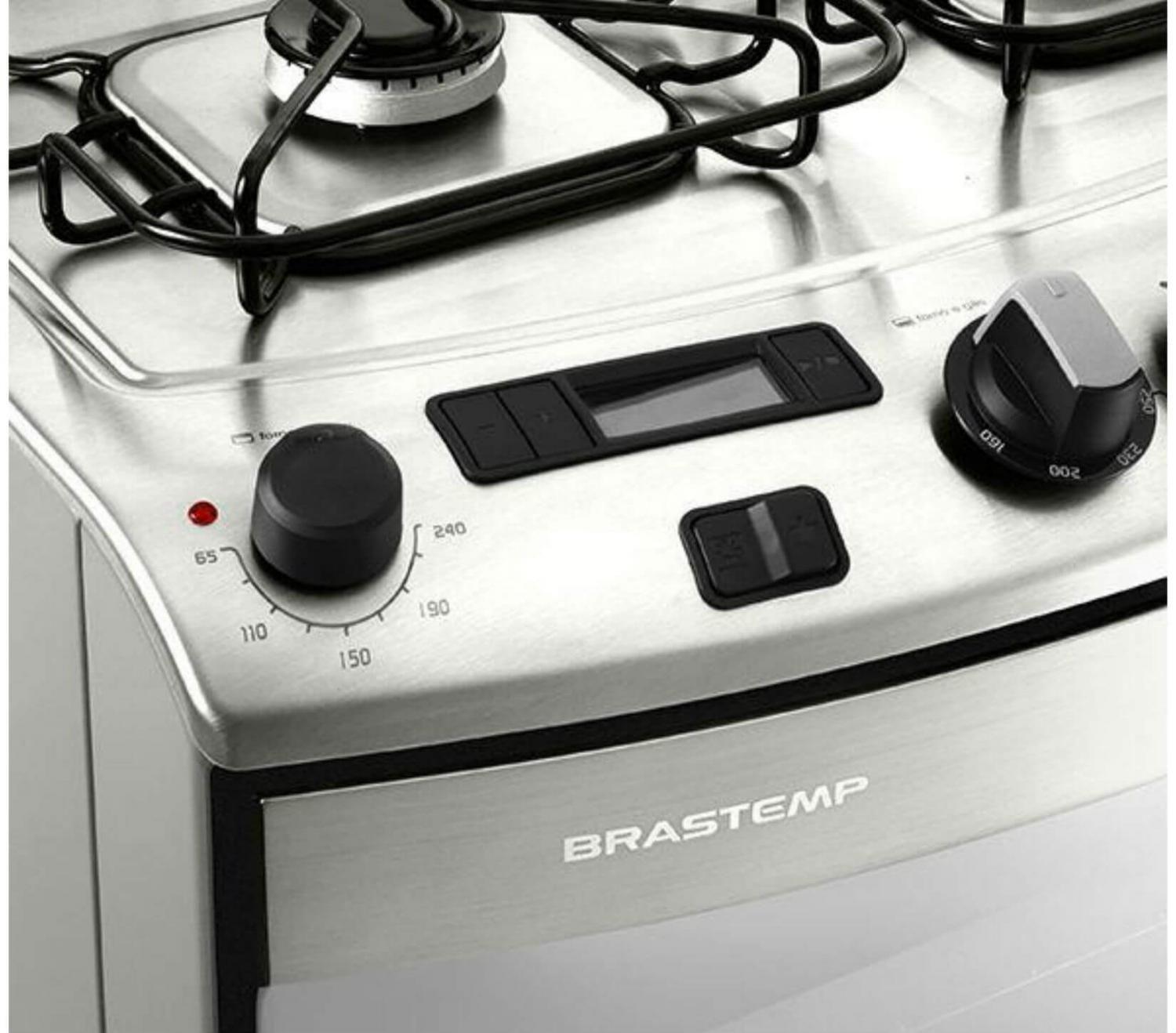 Fogão 4 Bocas Brastemp Ative! BFD4 TARNNA Inox Forno Duplo Timer Acendimento Automático