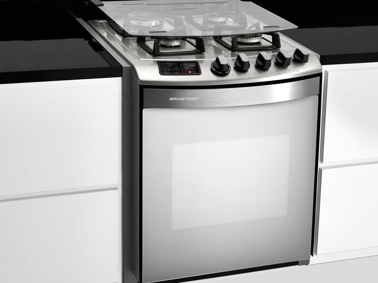 Fogão 4 Bocas Brastemp Ative Maxi de Embutir Inox Grill Timer