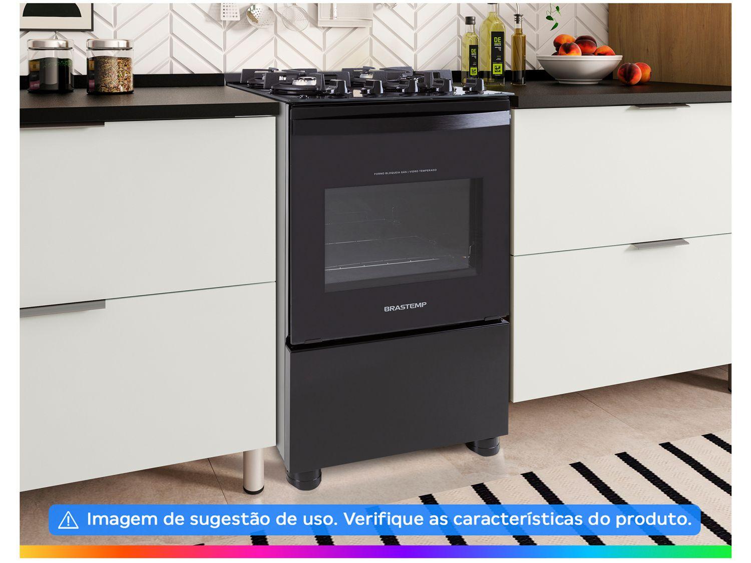 Fogão 4 Bocas Brastemp Preto Mesa de Vidro BFO4