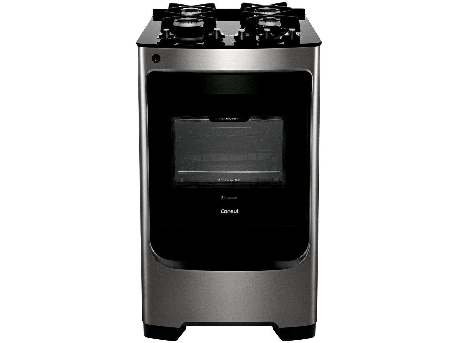 Fogão 4 Bocas Consul Inox Mesa de Vidro CFO4VARUNA