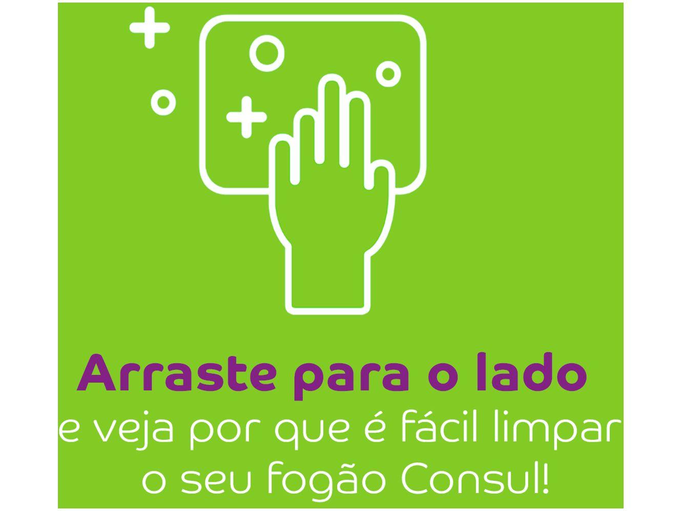 Fogão 4 Bocas Consul Inox Mesa de Vidro CFO4VARUNA