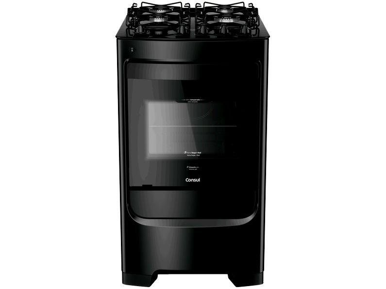 Fogão 4 Bocas Consul Preto Mesa de Vidro CFO4VBE