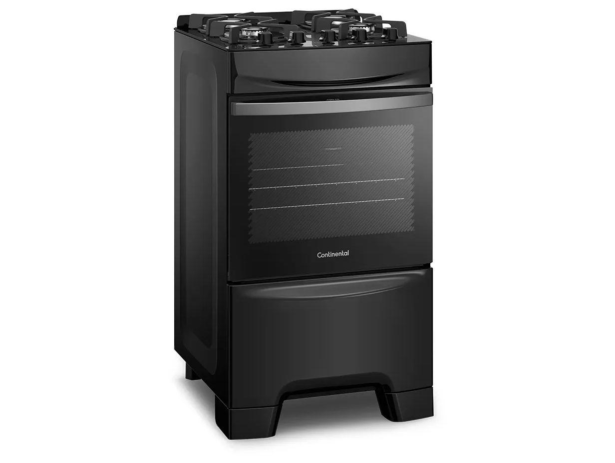 Fogão 4 Bocas Continental Inox Preto FC4GB
