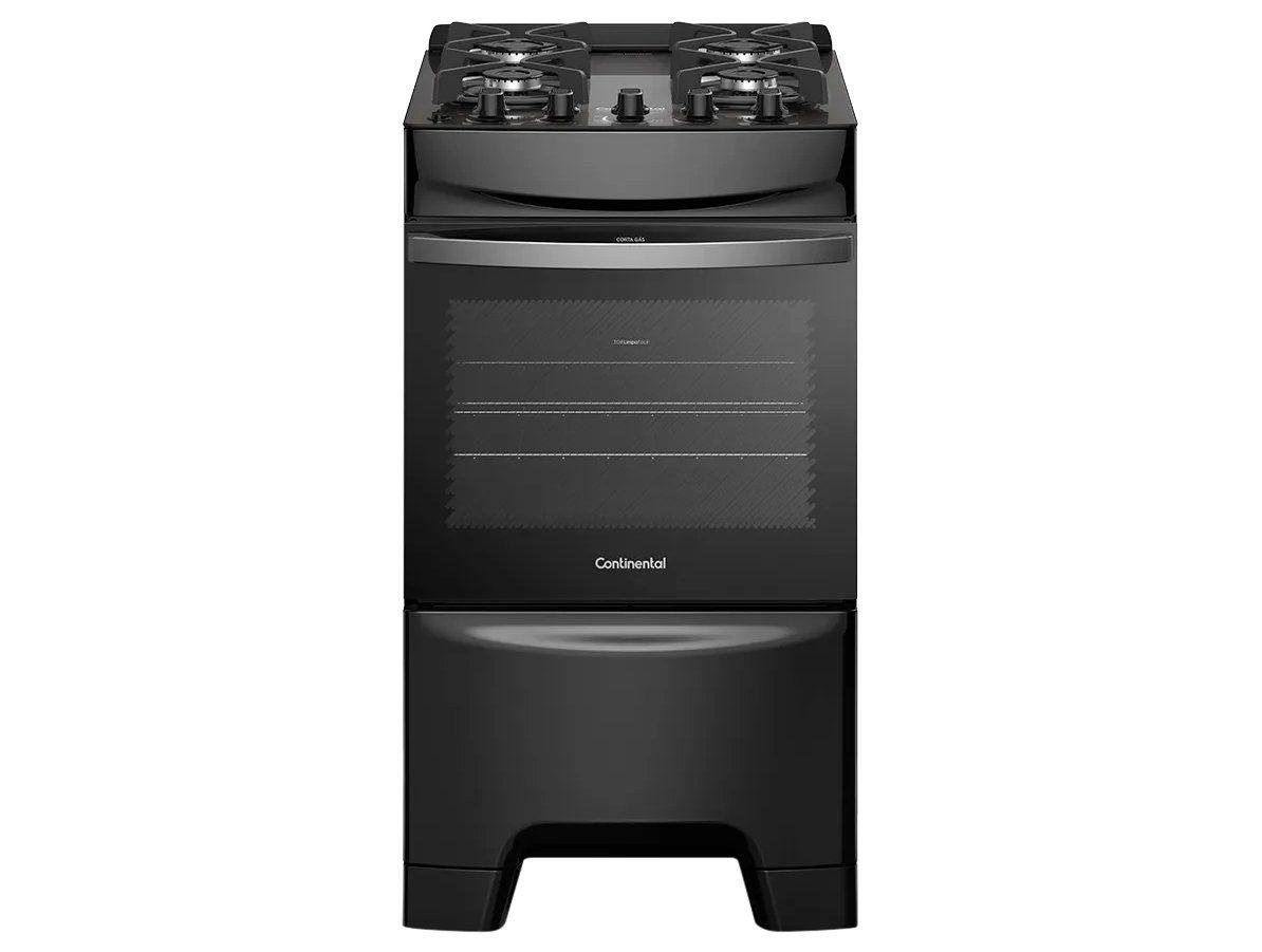 Fogão 4 Bocas Continental Inox Preto FC4GB