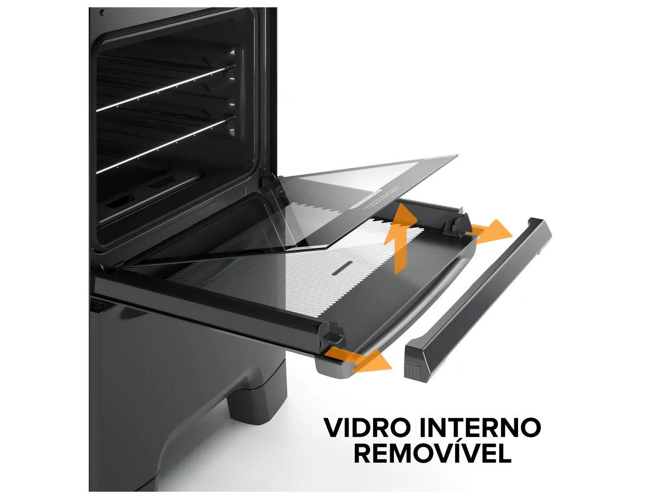 Fogão 4 Bocas Continental Inox Preto FC4GB