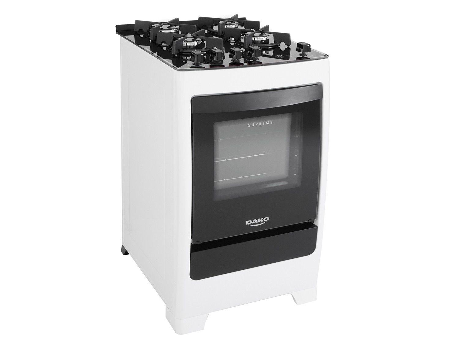 Fogão 4 Bocas Dako Branco Acendimento Autmomático Supreme Glass Fogão 4 Bocas Magazine Luiza