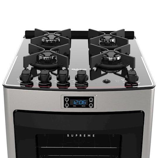 Fogão 4 bocas Dako Supreme Timer Glass Inox com mesa de vidro Bivolt