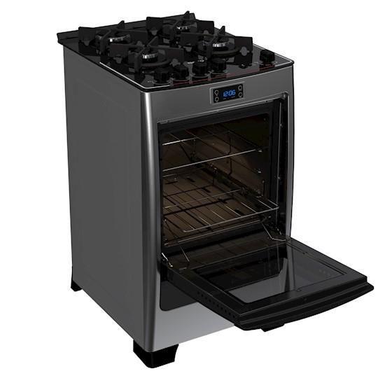 Fogão 4 bocas Dako Supreme Timer Glass Inox com mesa de vidro Bivolt