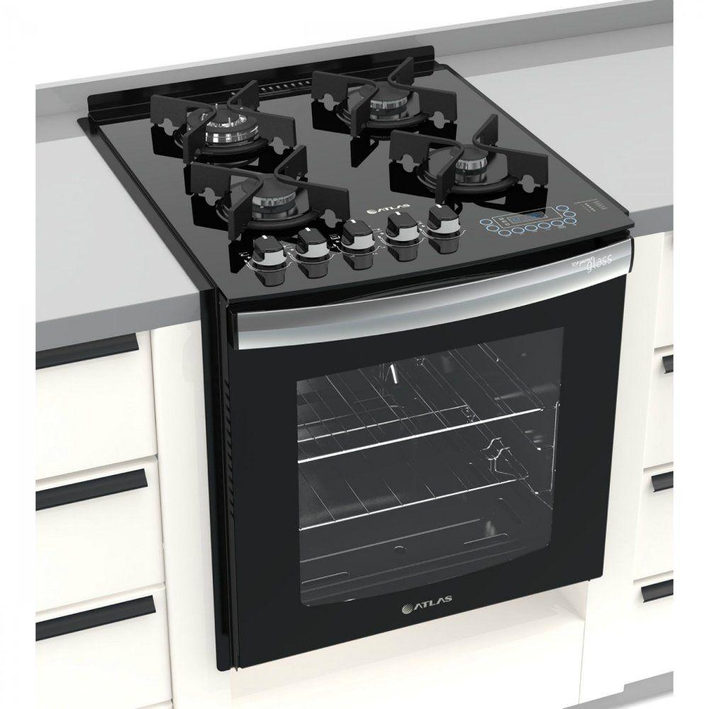 Fogão 4 Bocas de Embutir Top Gourmet Glass Atlas Fogão 4 Bocas