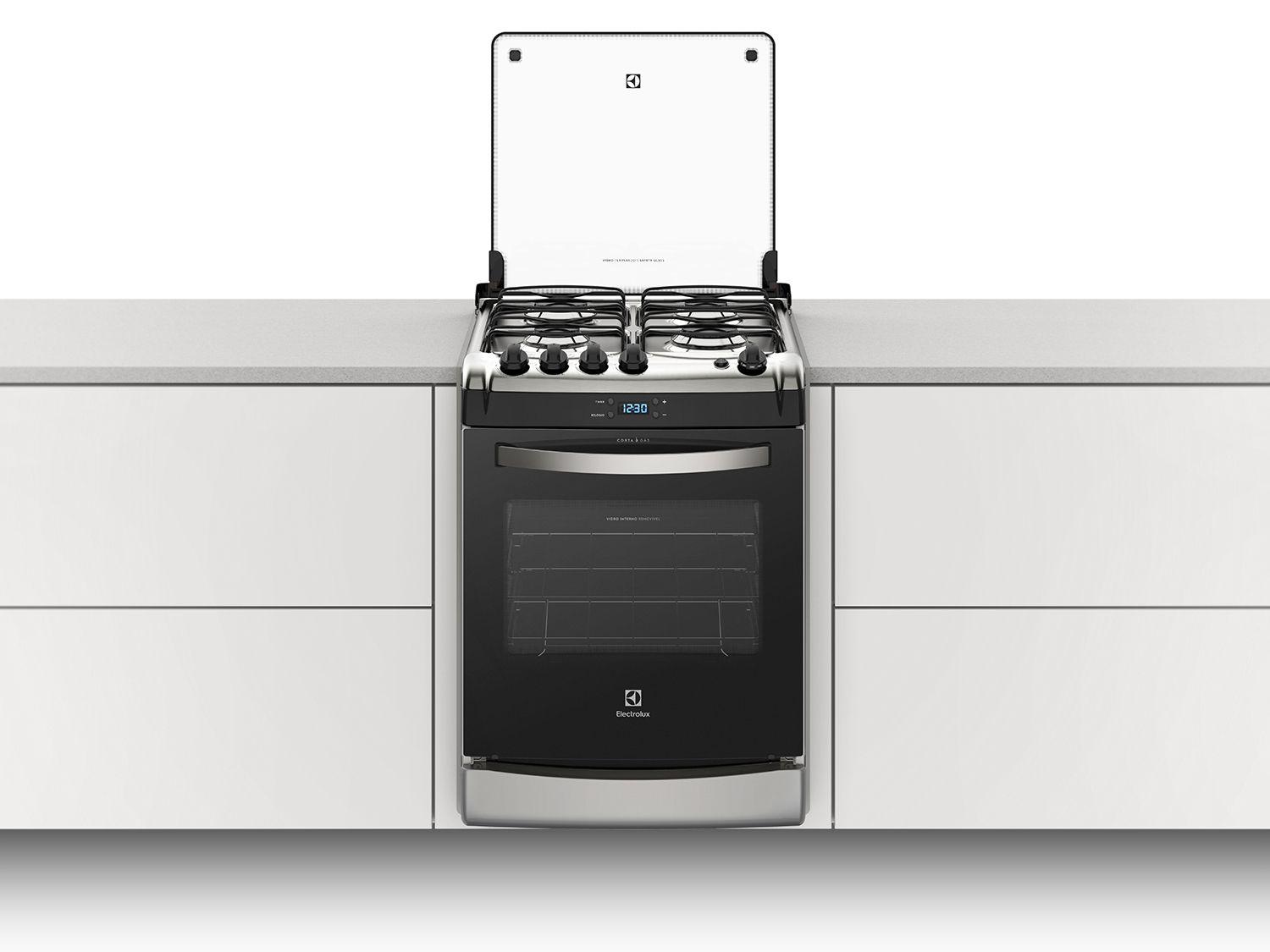 Fogão 4 Bocas Electrolux 52ERS de Embutir Inox Timer Acendimento