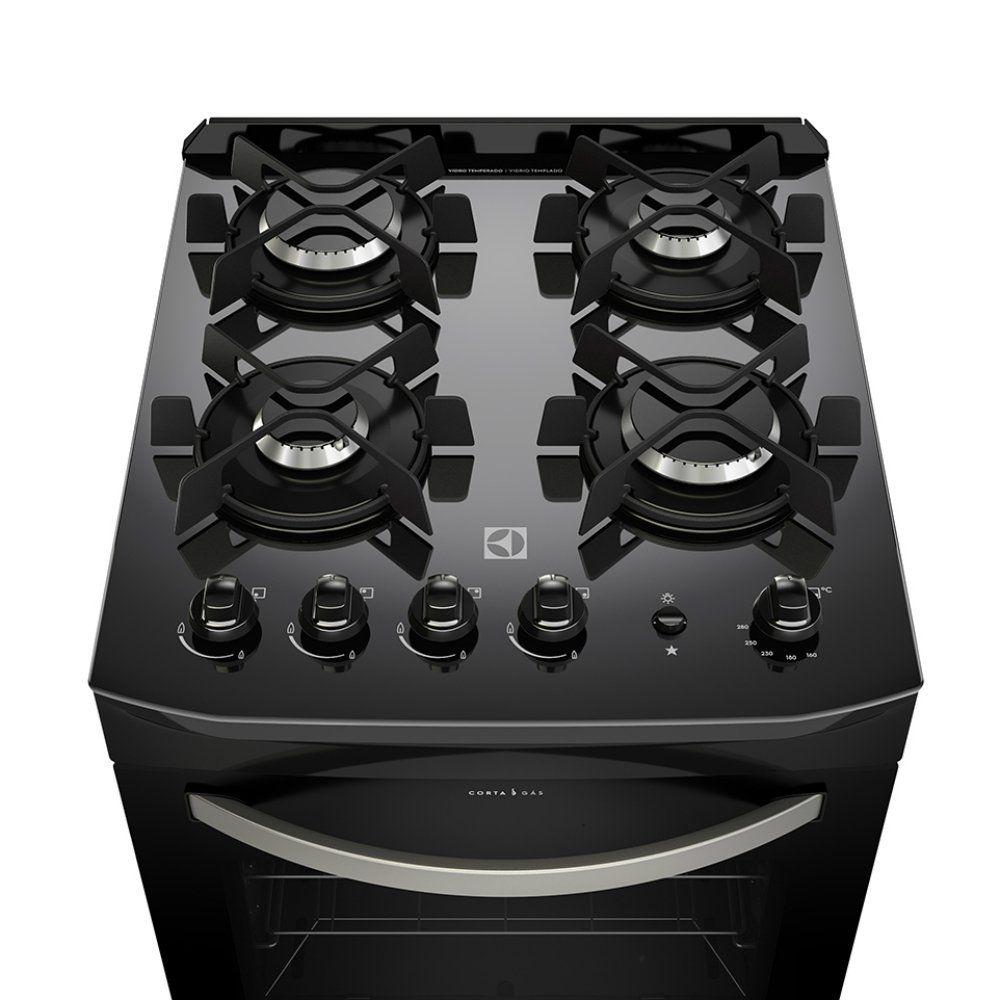 Fogão 4 Bocas Electrolux 52LSV Mesa de Vidro Acendimento Automático