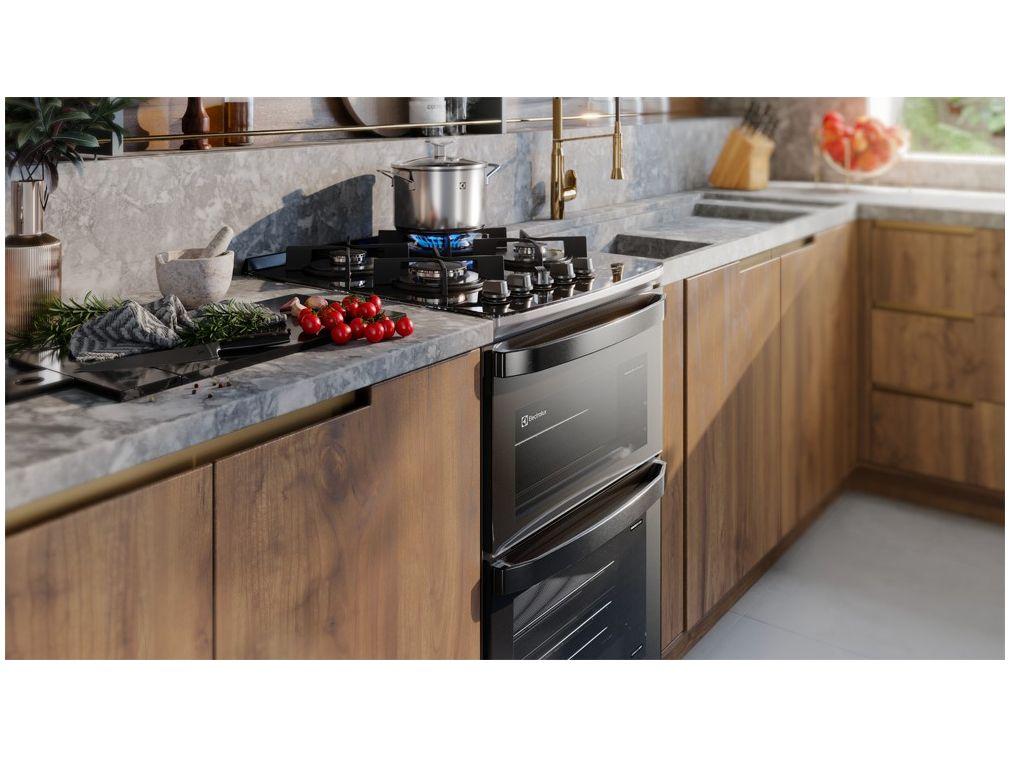Fogão 4 Bocas Electrolux Cinza Duplo Forno com Timer FE4AD