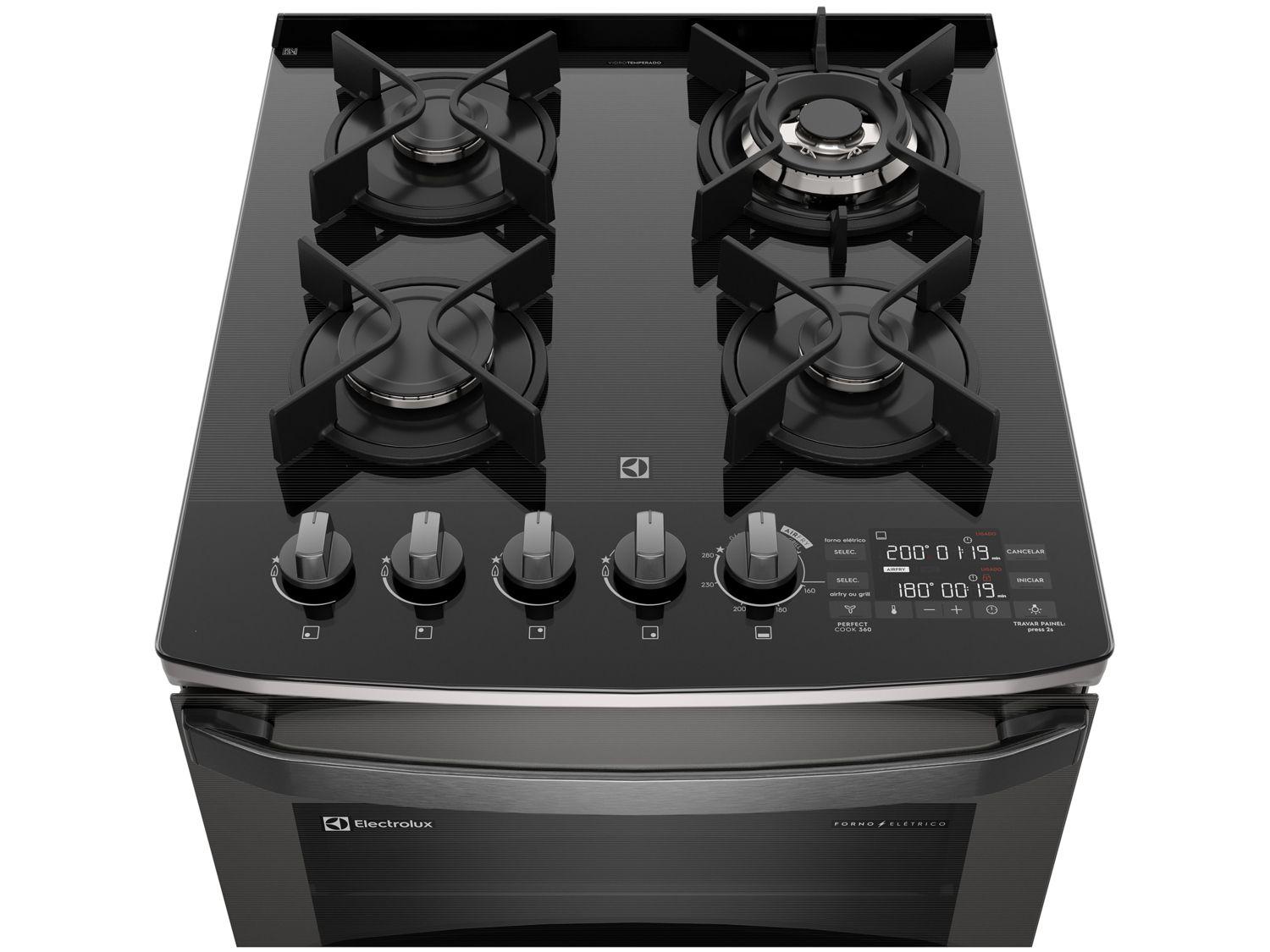 Fogão 4 Bocas Electrolux Cinza Duplo Forno com Timer FE4AD