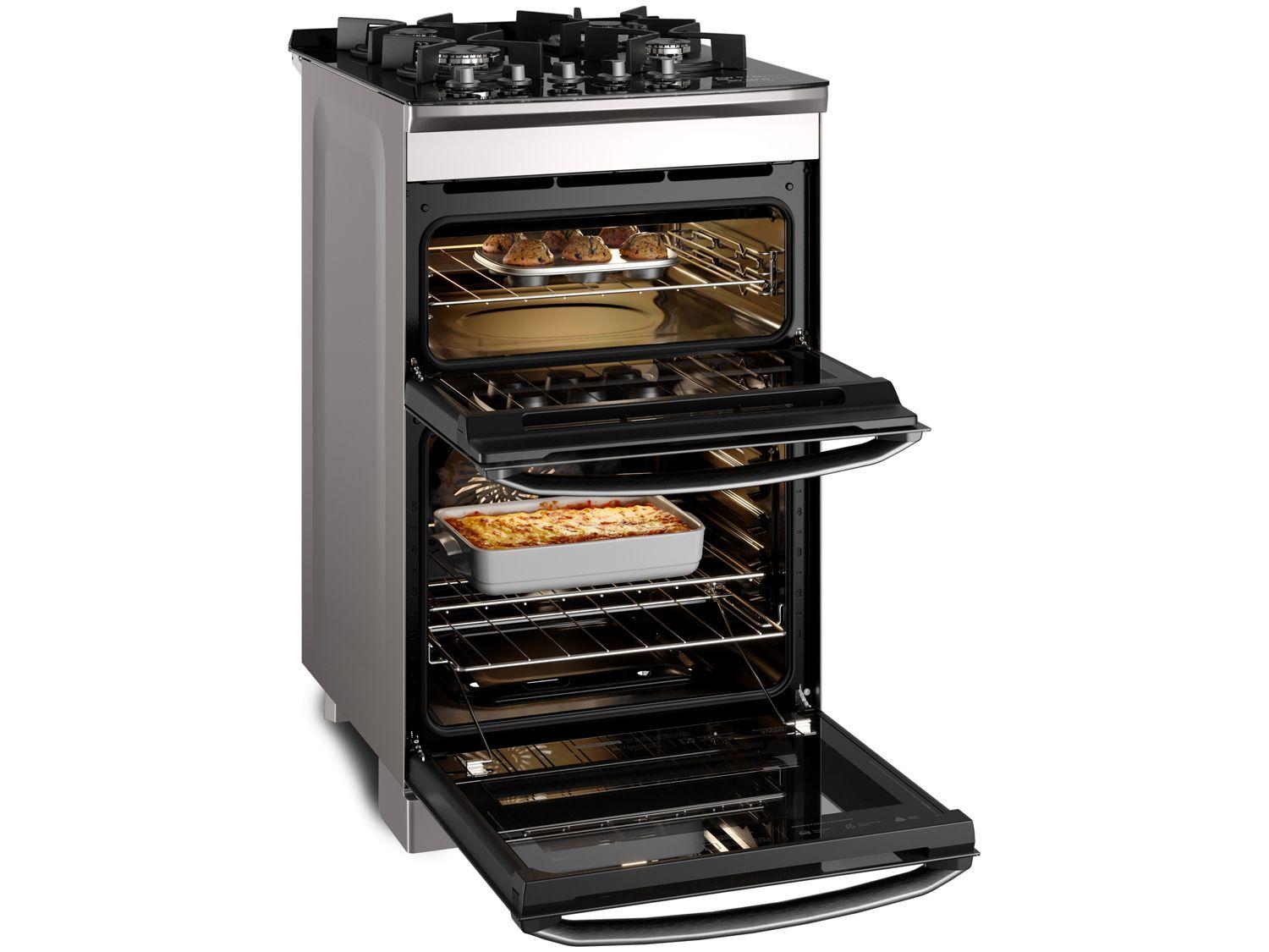 Fogão 4 Bocas Electrolux Cinza Duplo Forno com Timer FE4AD