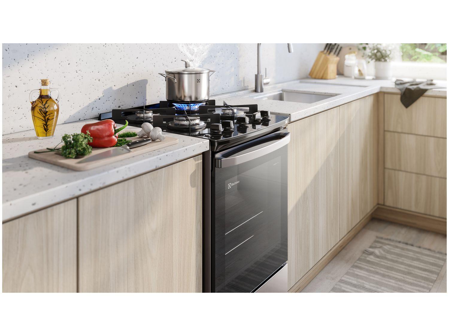 Fogão 4 Bocas Electrolux Prata Mesa de Vidro Efficient com PerfectCook FE4GS