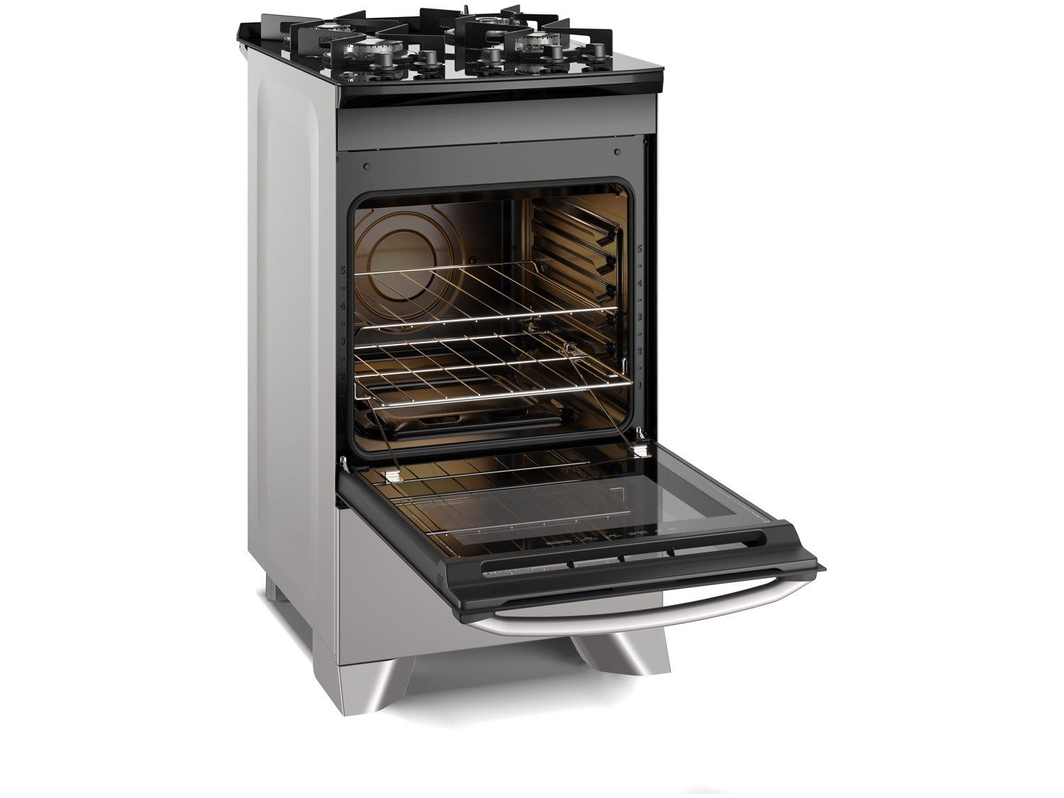 Fogão 4 Bocas Electrolux Prata Mesa de Vidro Efficient com PerfectCook FE4GS