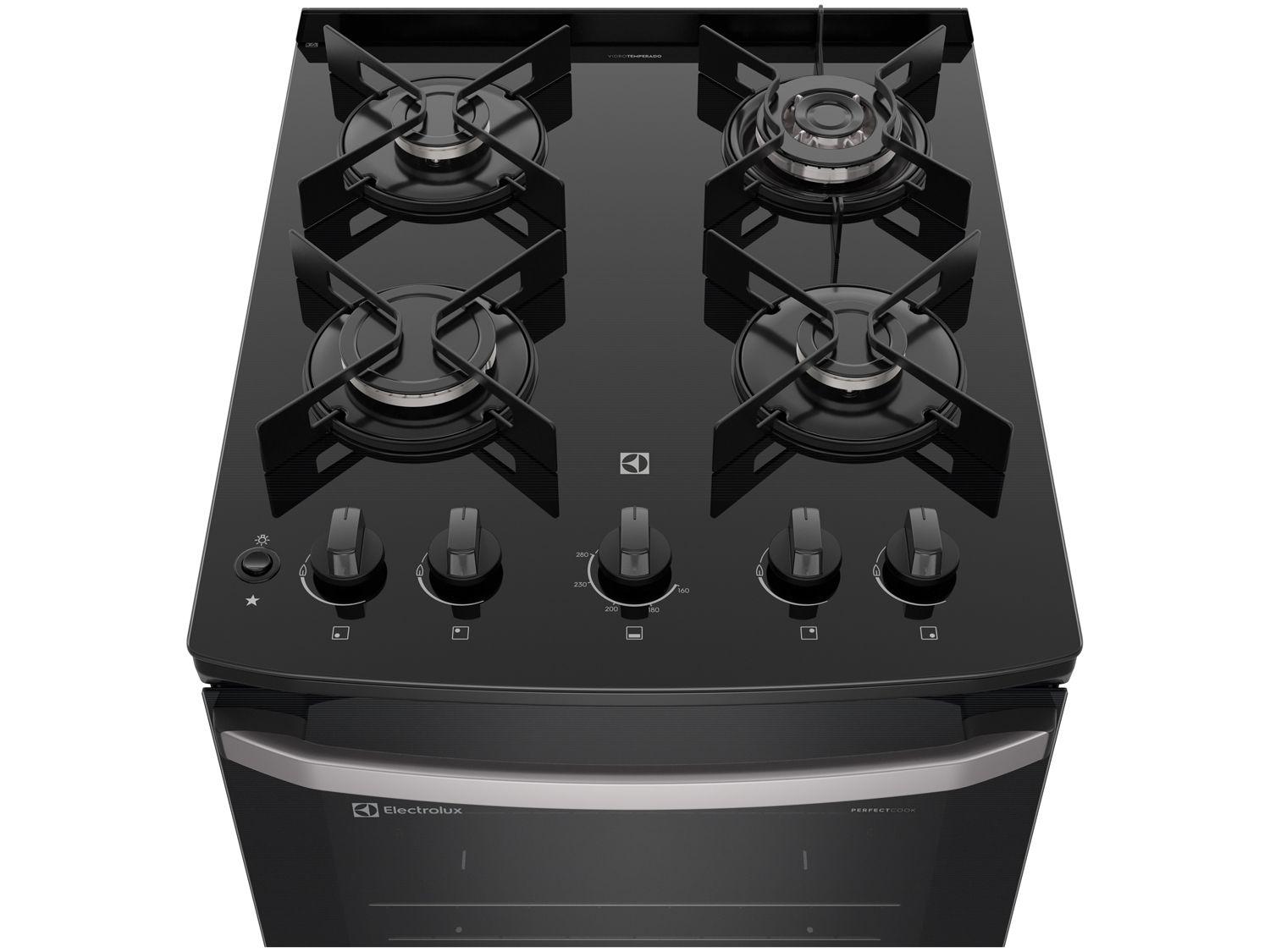Fogão 4 Bocas Electrolux Prata Mesa de Vidro Efficient com PerfectCook FE4GS