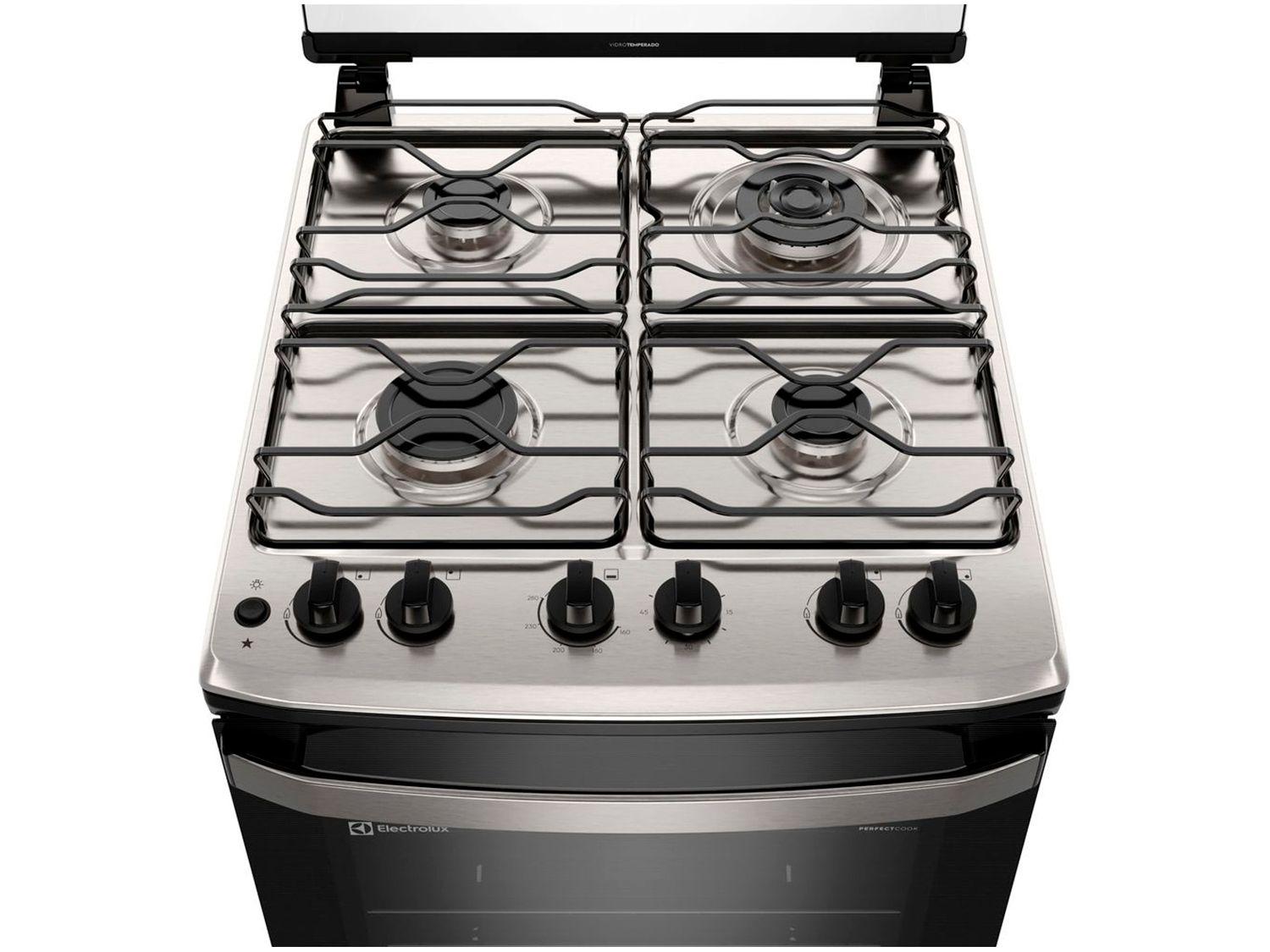 Fogão 4 Bocas Electrolux Preto com Timer VaporBake FE4TP