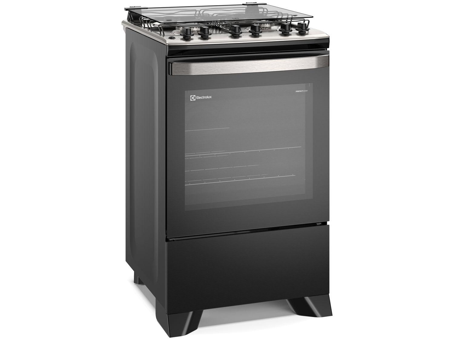 Fogão 4 Bocas Electrolux Preto com Timer VaporBake FE4TP