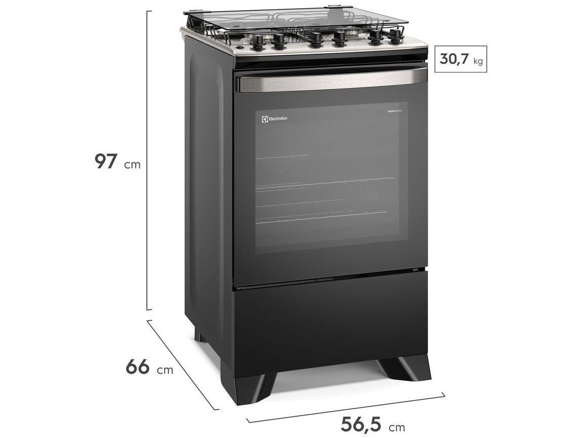 Fogão 4 Bocas Electrolux Preto com Timer VaporBake FE4TP