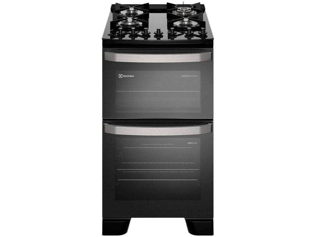 Fogão 4 Bocas Electrolux Preto Mesa de Vidro com Timer PerfectCook e Multi Chama FE4DP