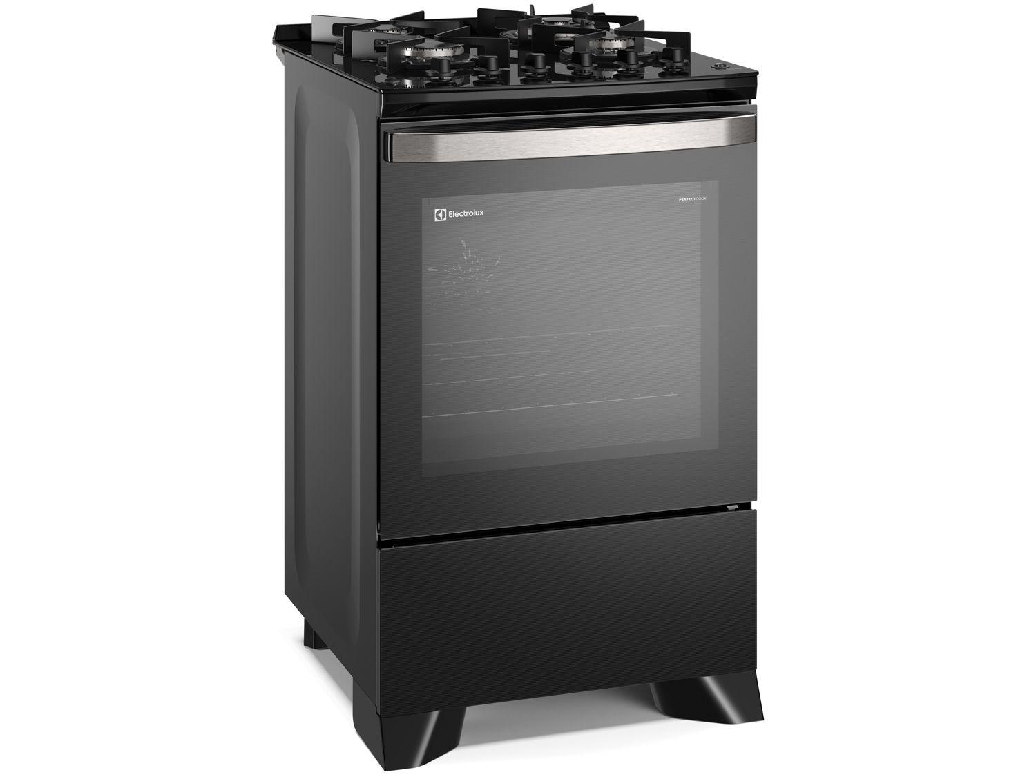Fogão 4 Bocas Electrolux Preto Mesa de Vidro PerfectCook360 FE4CP