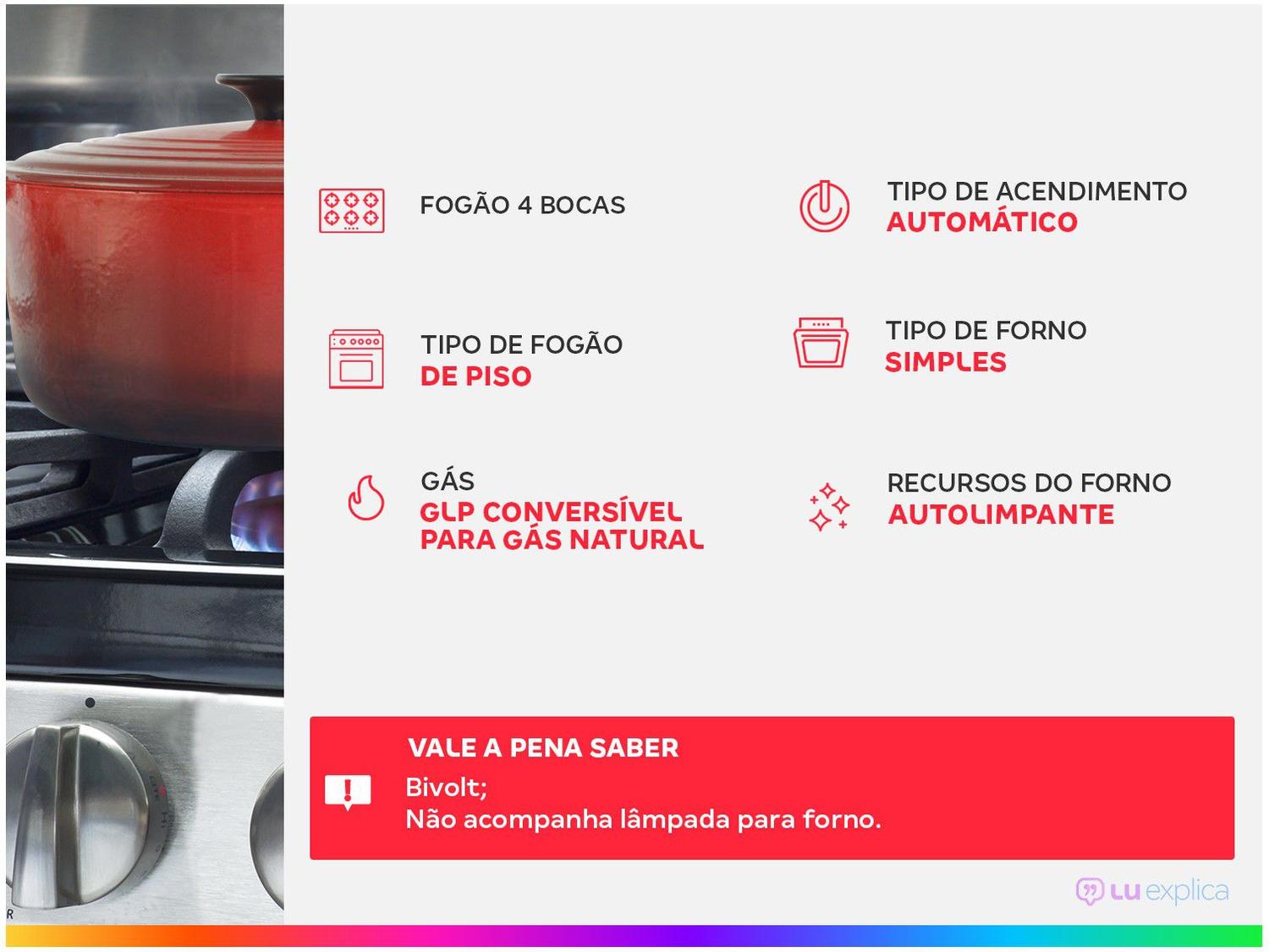 Fogão 4 Bocas Esmaltec Ágata Branco