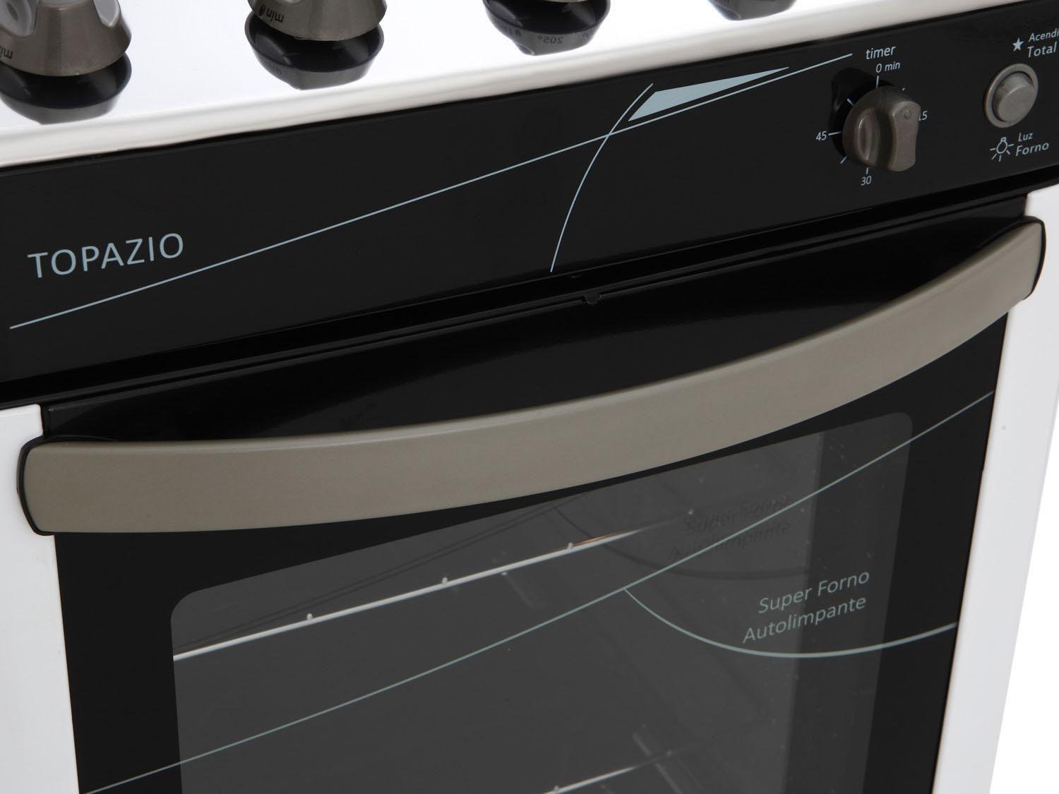 Fogão 4 Bocas Esmaltec Branco - Acendimento Automático Topázio
