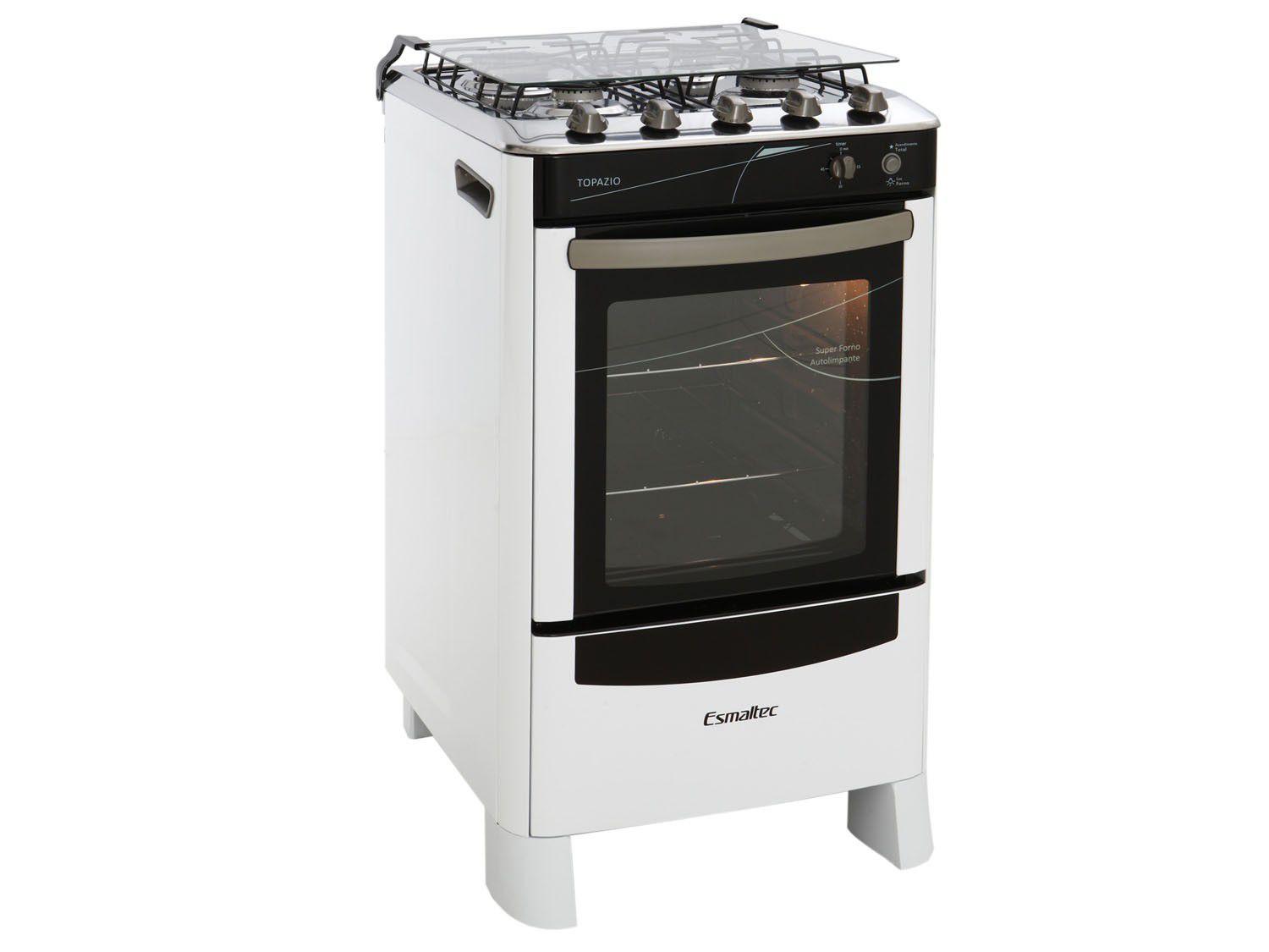 Fogão 4 Bocas Esmaltec Branco - Acendimento Automático Topázio