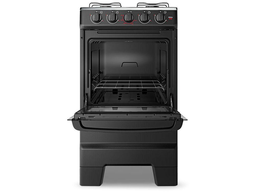 Fogão 4 Bocas Esmaltec Preto Ideal Pop 4120