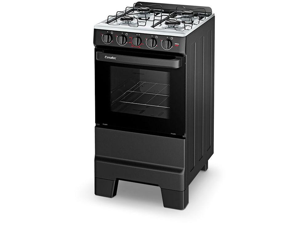 Fogão 4 Bocas Esmaltec Preto Ideal Pop 4120