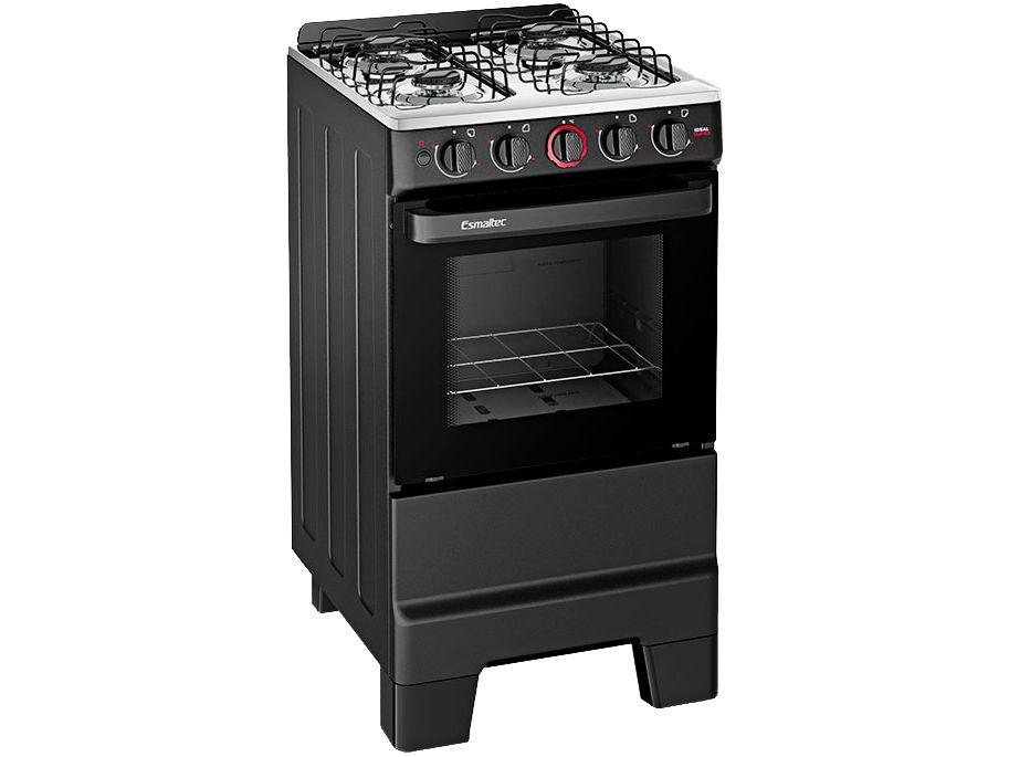 Fogão 4 Bocas Esmaltec Preto Ideal Super 4121