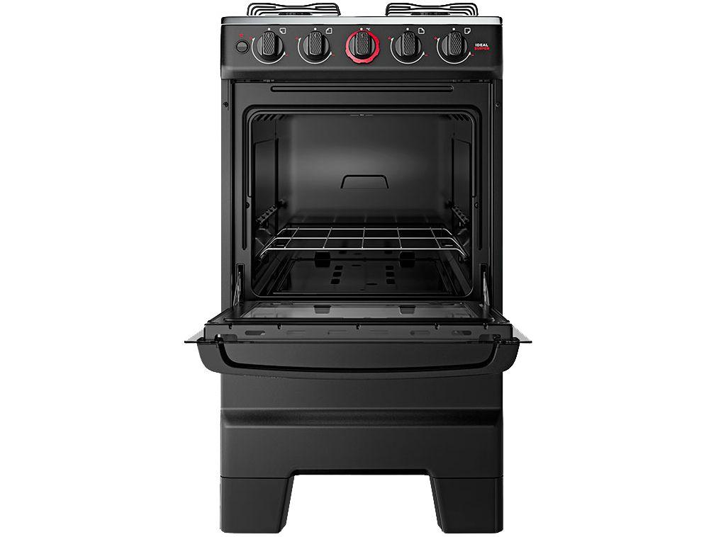 Fogão 4 Bocas Esmaltec Preto Ideal Super 4121