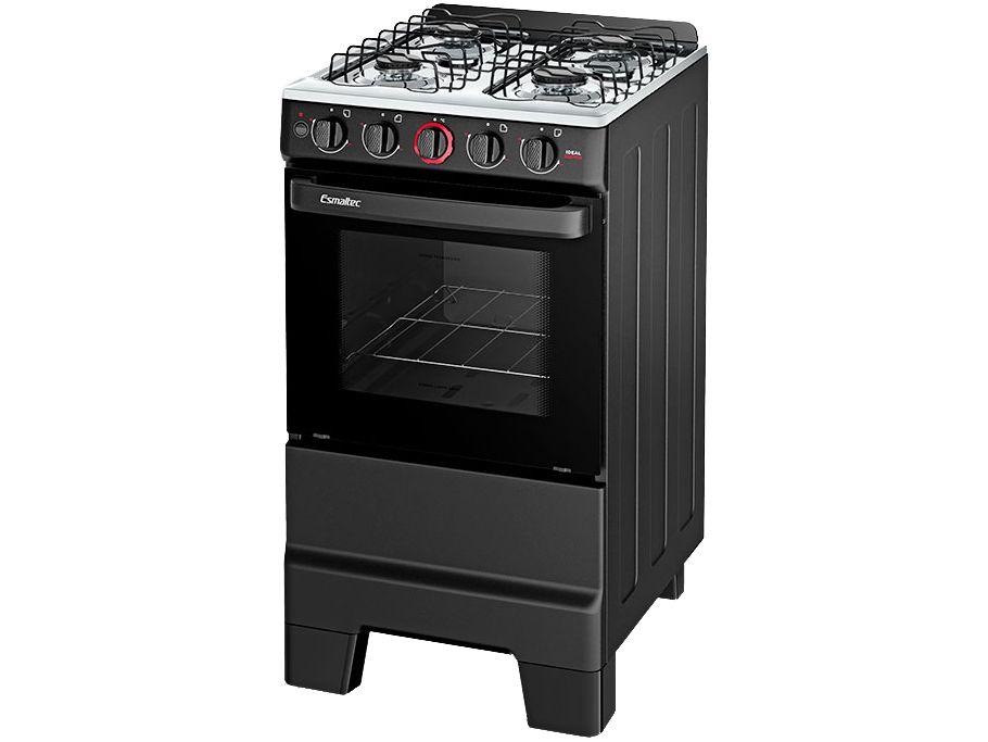 Fogão 4 Bocas Esmaltec Preto Ideal Super 4121